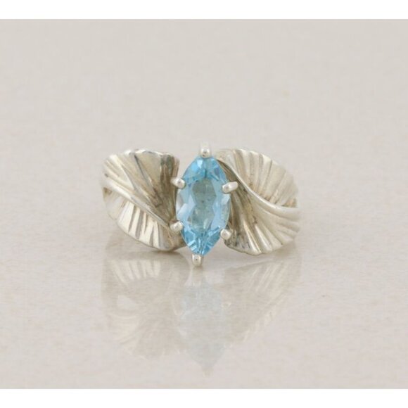 Sterling Silver Natural Blue Topaz Ring Size 8 - Picture 1 of 7